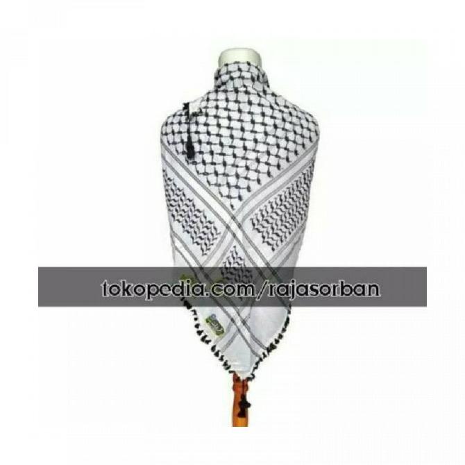 Sorban Arafat Palestina - Sorban Segi 4 Putih - Sorban Rumbai