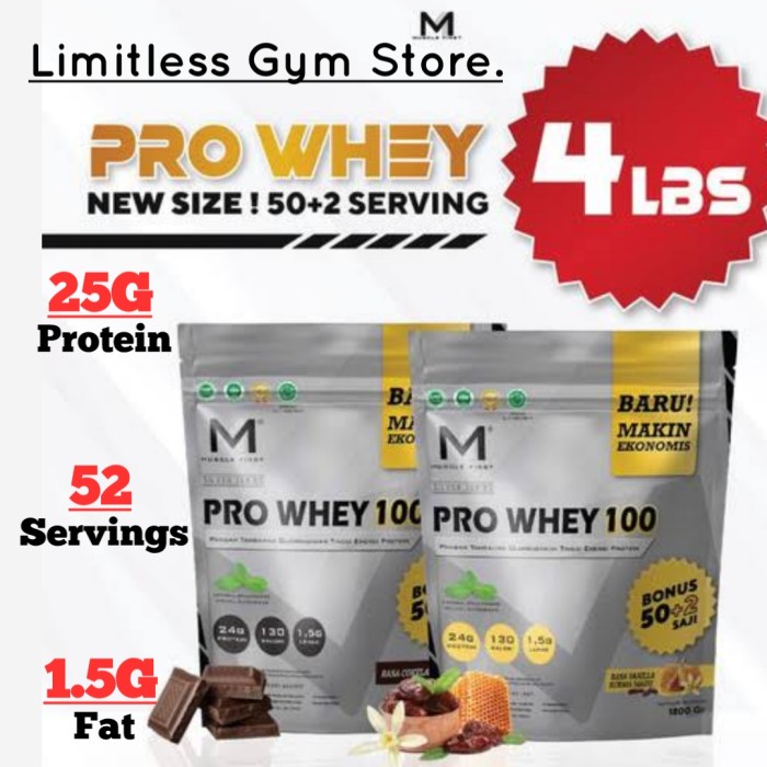 M1 PRO WHEY 4 LBS - 45 serving BPOM - Susu protein gym Halal