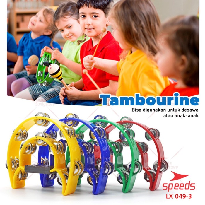 Tamborin - Speeds Alat Musik Tamborin Tambourine Double Ring Plastik Kecrekan Tam
