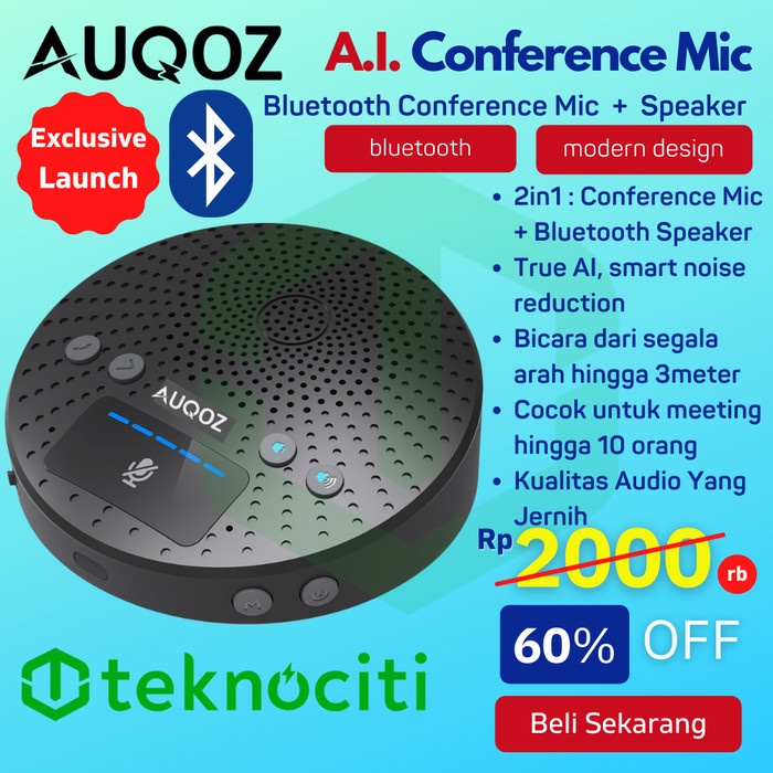 AUQOZ True AI Conference Mic Meeting + Bluetooth Speaker Speakerphone