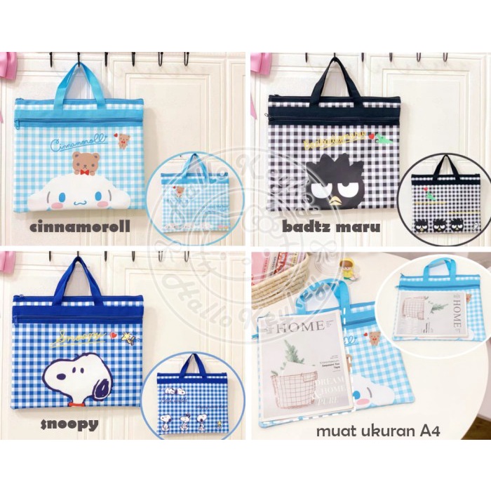 

Ready Map File Tenteng A4 Cinnamoroll Badtz Maru Snoopy Ori