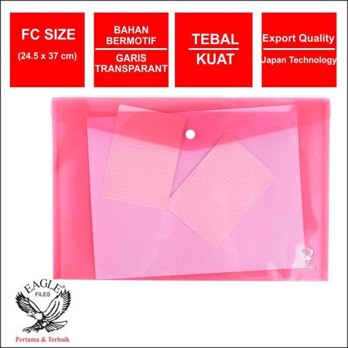 

Ready [ Lusin ] Map Plastik Kancing Satu Tipis Folio - Eagle Files E-212H Terbatas