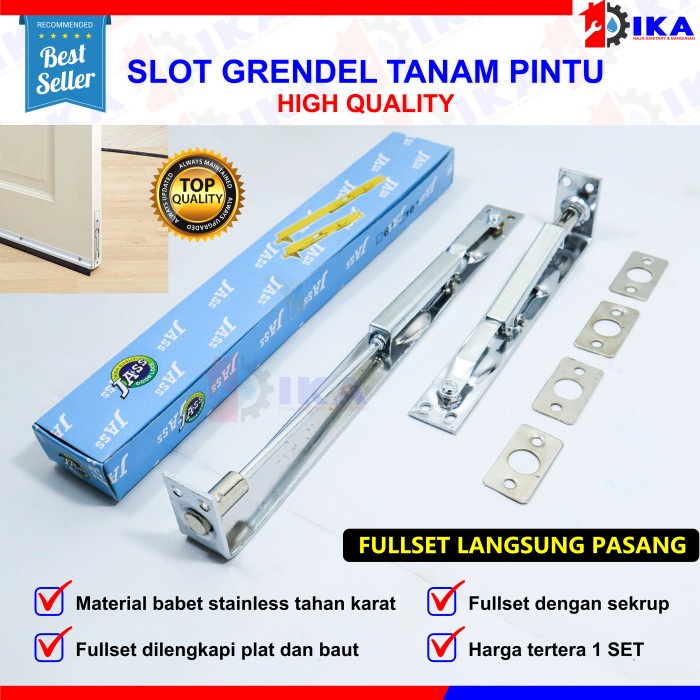 GRENDEL TANAM / SLOT PINTU LEMARI TANCAP 6" +10" KUNCI ATAS BAWAH SLID