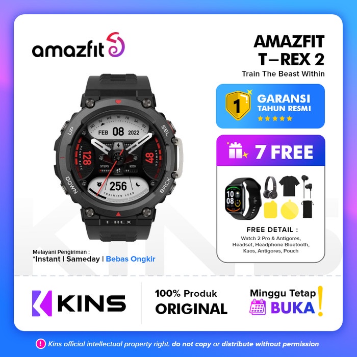 NEW AMAZFIT T-REX 2 SMARTWATCH TREX 2 AMOLED 5 SATELLITE NAVIGATION RESMI ORIGINAL TERBARU