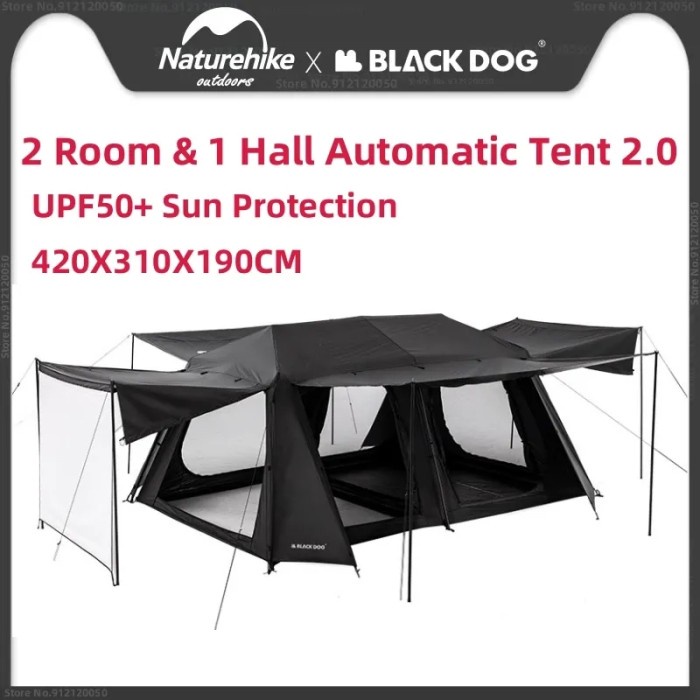 BLACKDOG Tunnel 13 Auto 2.0 Tenda Camping Hitam