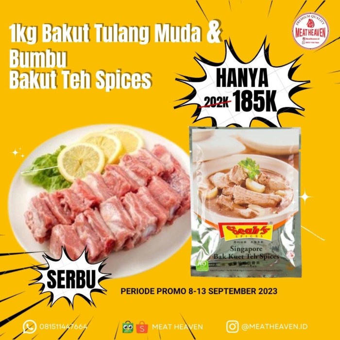 

Promo Promo Bakut Tulang Muda 1Kg + Bumbu Seah Bakut Teh Spices