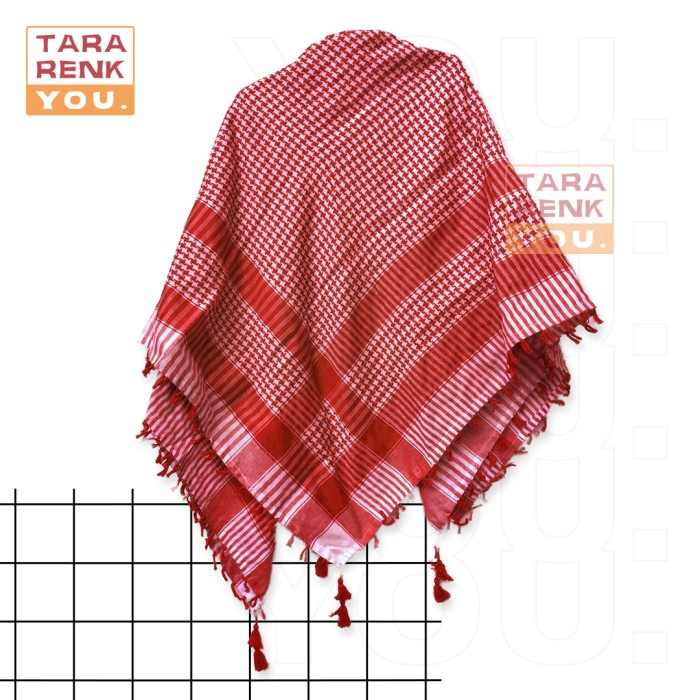 sorban Sorban Hitam Tactical - Sorban Arab - Sorban Palestina Segi Empat TRKY - Merah Motif(D3J4) so