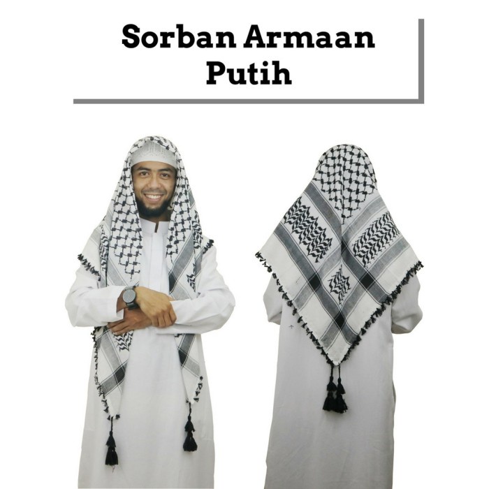 sorban Sorban Surban Haji Arab Armaan Armen Putih Keffiyeh Shemagh Scraf Ole(S4U7) TERMURAH sorban p