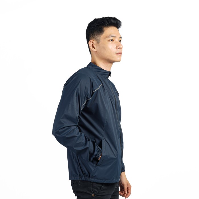 Jaket Sport/Running Pria Burnmax Anti Air Dan Angin - Navy