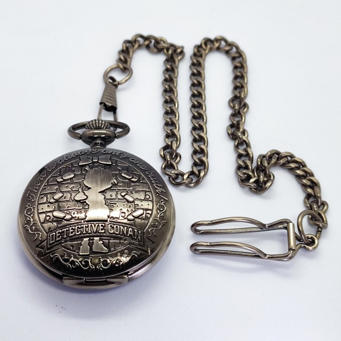 detective conan and kid pocket watch blue jam saku biru metal rare telorayampuyuh