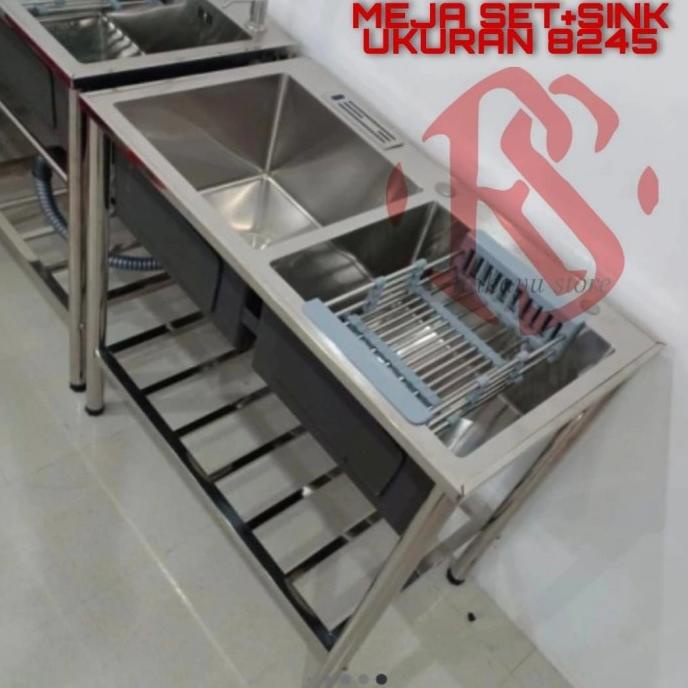 KITCHEN SINK 8245 STAINLESS+KAKI KOMPLIT/ KITCHEN SINK MEJA/ PORTABLE