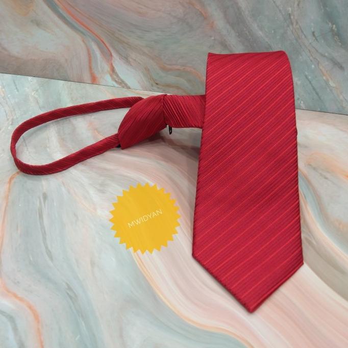dasi pria dasi instan/Zipper merah polos dasi siap pakai