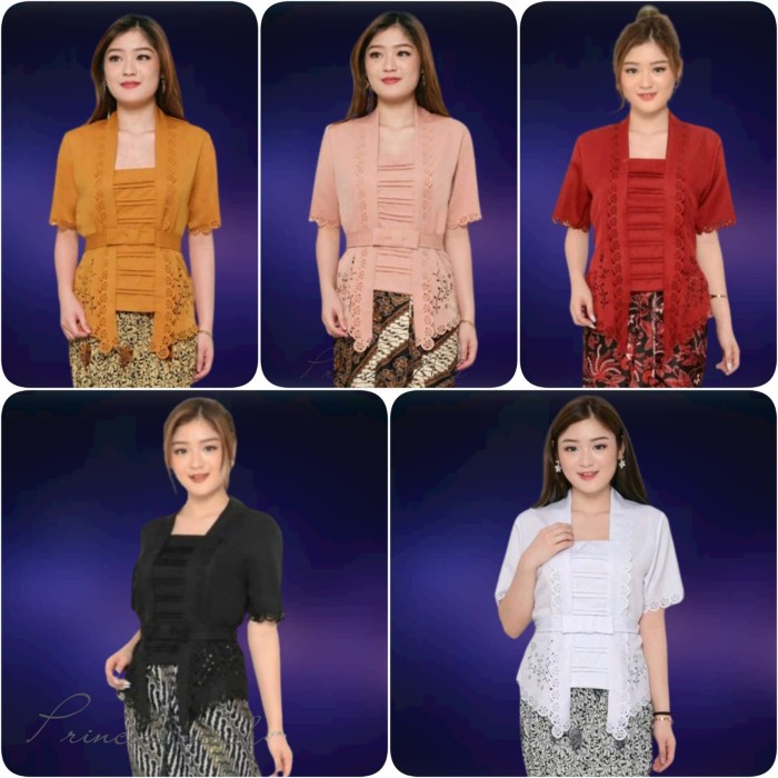Kebaya Kutu Baru Modern Lengan Pendek Wanita Katun Laser Import