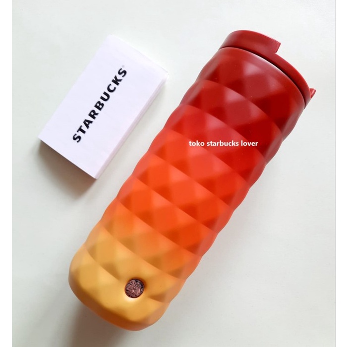 Starbucks Tumbler Stainless Grande Studded Orange Yellow Fire
