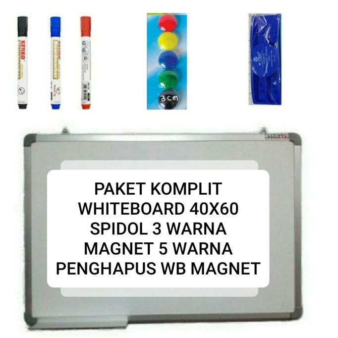 

Paket Komplit White Board 40X60 Spidol + Magnet + Penghapus Whiteboard Kode 144