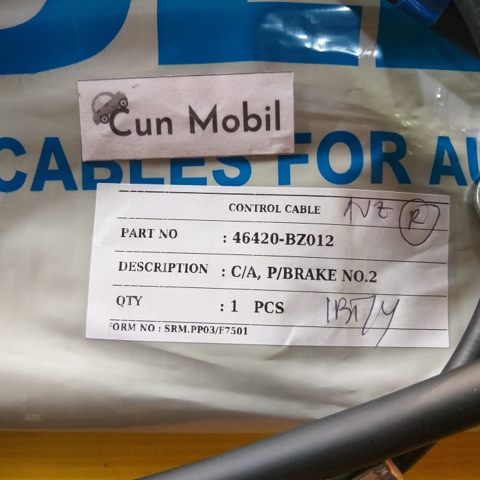 kabel rem tangan avanza xenia lama belakang kanan 46420-bz012 kjlex cintavera