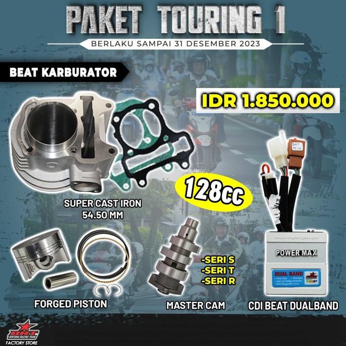 BRT Paket Bore Up Touring 1 Honda Beat / Scoopy Karbu menjadi 128cc