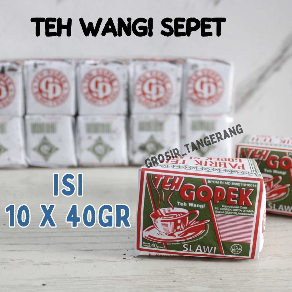 

TEH GOPEK SLAWI 1 SLOP Isi 10 pcs x @40gram Teh wangi sepet untuk campuran teh solo