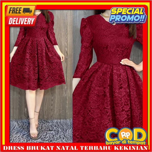 Dres Natal Terbaru 2023 Kekinian Gaun Korean Style Mini Dreas Cewek Midi Dress Korea Motif Drees Mer