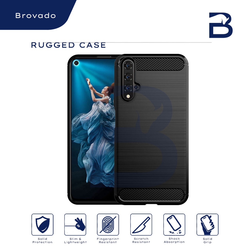 Casing Huawei Nova 3i / 5T / 7 Rugged Case Armor Carbon Motif Hitam