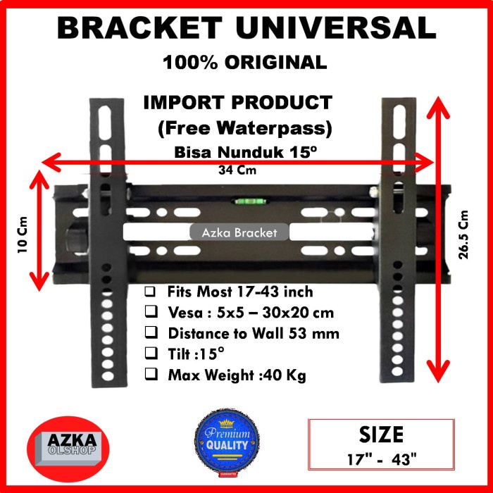 BRACKET BRAKET TV 24 32 40 43 INCH SAMSUNG SHARP XIOMI POLYTRON