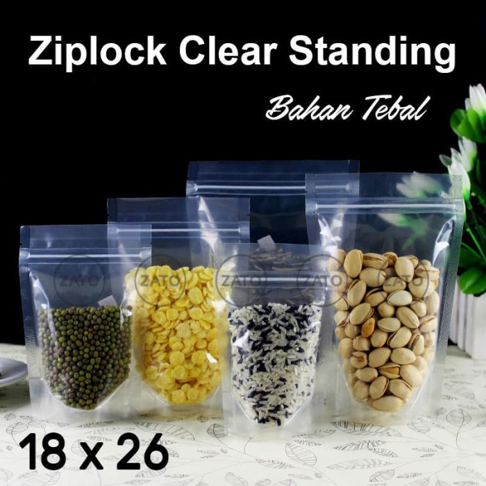 Ziplock Clear Standing 18x26 cm - plastik standing pouch - kemasan