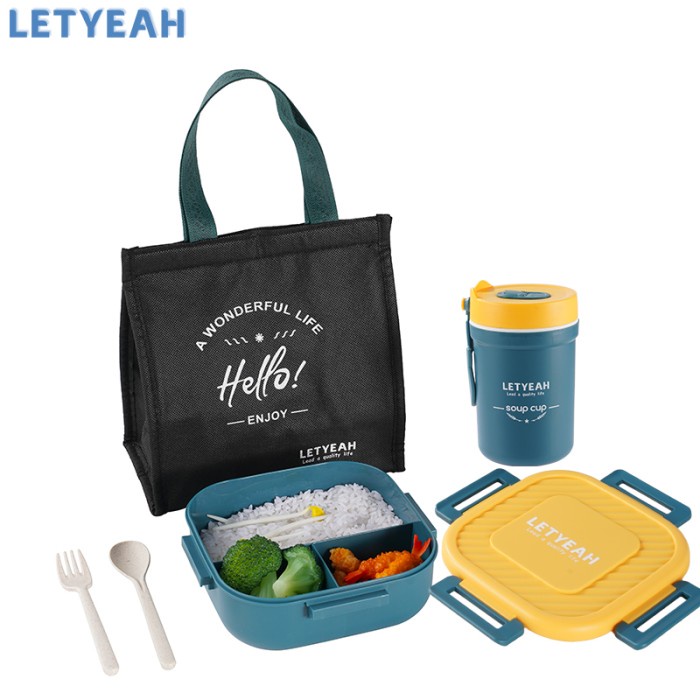 Risti Kotak Makan Set Microwave Plastik/Lunch Box Soup Anti Bocor