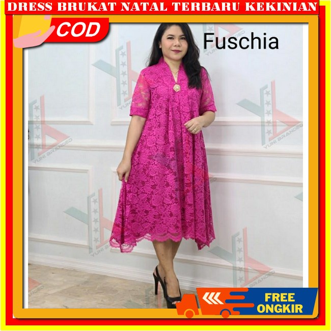 Dress Brokat Terbaru 2023 Drees Korean Style Elegan Lilac Hijau Sage Navy Denim Dres Brokat Korea Mo