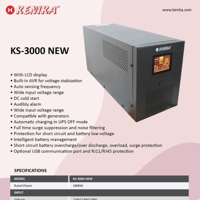 Ups Kenika Line Interactive 3000Va / 1800W Avr+Software [Ks-3000 New]
