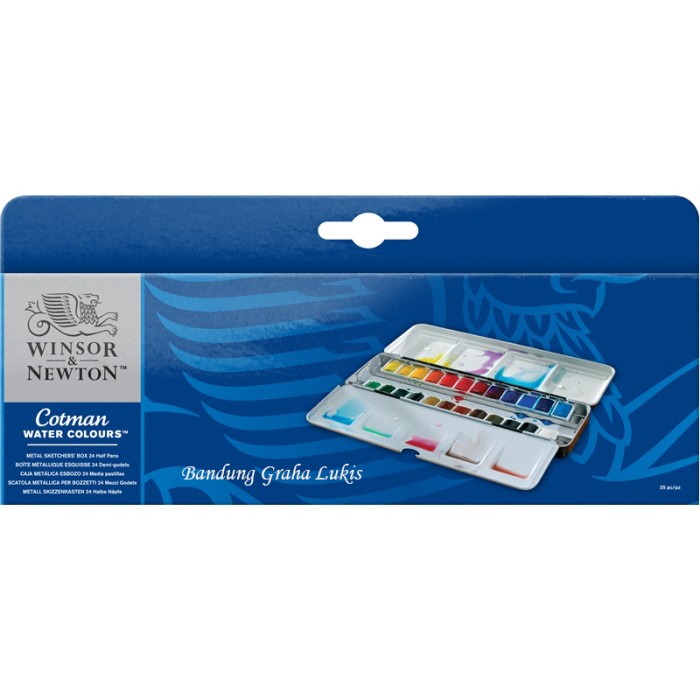 

WINSOR&NEWTON COTMAN WATER COLOURS METAL SKETCHERS' BOX - 24 HALF PANS