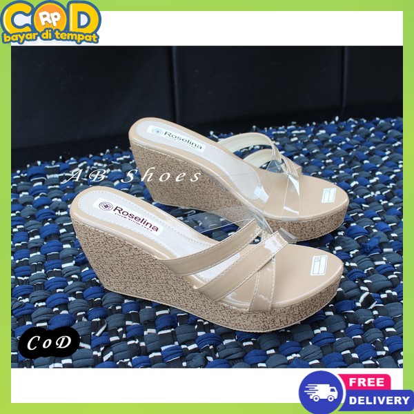 Fashion Srandel Spatu Edges Tebal Empuk Weadges Wadges Wanita Murah Wedges Tebal Awet Sendal Keknian