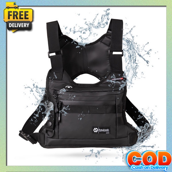 Chest Bag Laki2 Kekinian Tas Dada Salempang Bahan Tebal Ring Bags Chestbag Simple Casual Model Tss T