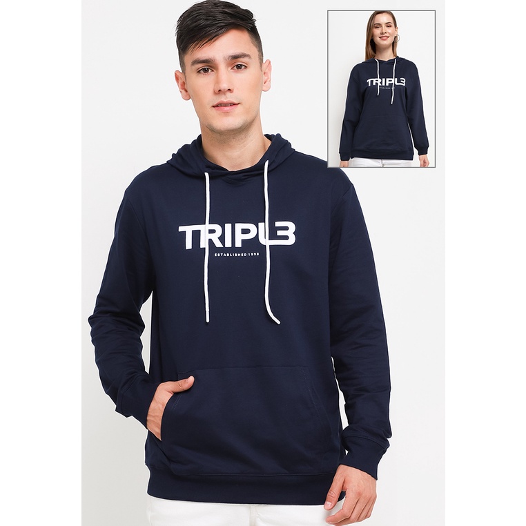 Hoodie Tripl3 Jeans Original Wanita Sweter nuansa dark tone dengan detail brand Branded Terbaik Unis