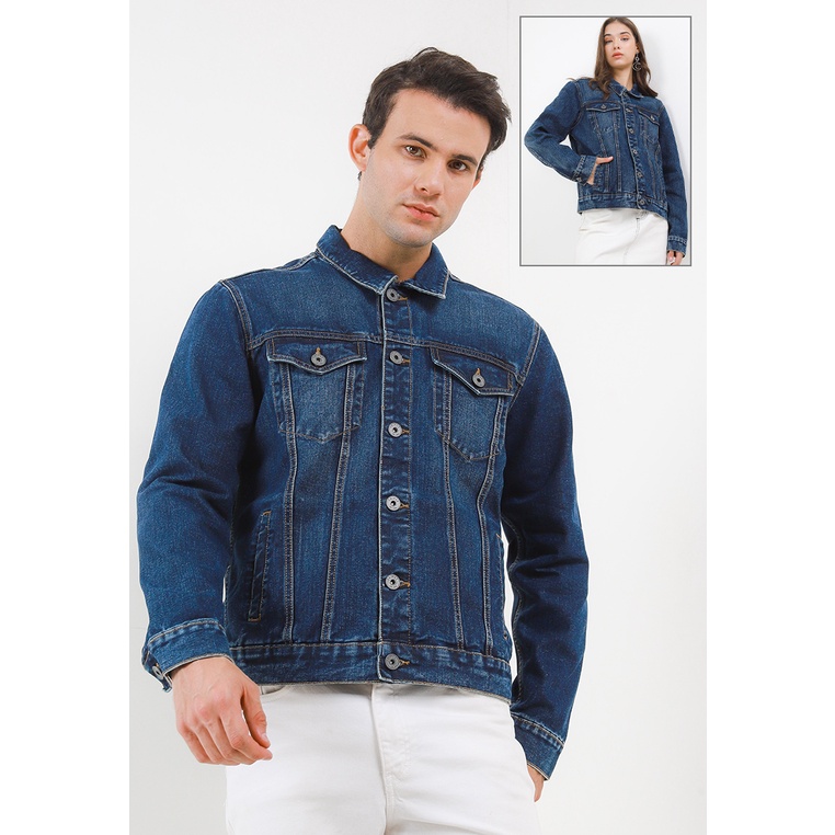 Jaket Tripl3 Jeans Original Pria Jacket Warna Navy Biru Dongker 100% Asli Casual Denim Reguler Slim 