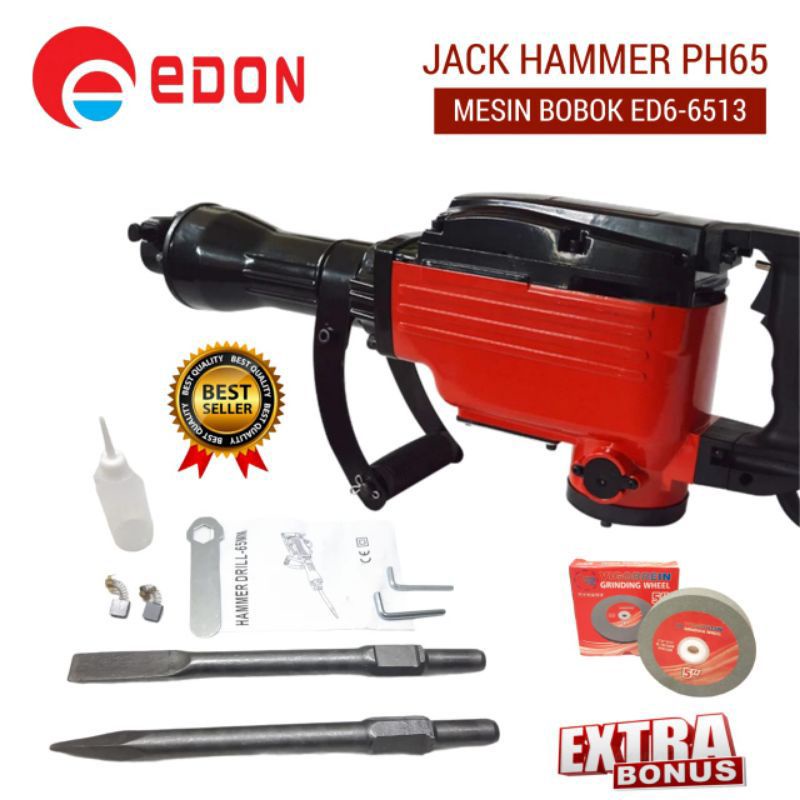 Mesin Ja Hammer Drill Ph65 Edon Ed6-6513 Mesin Bobok Beton Tembok Jalan Dll Mesin Palu Beton Edon