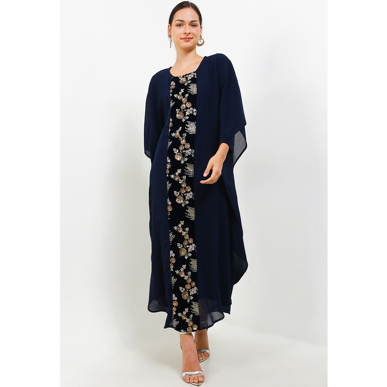 Dress Kaftan Chanira Festive Collection Original Wanita Baju Muslim Kerah bulat 100% Ori Elegant Betari Woman Sifon Motif Bunga