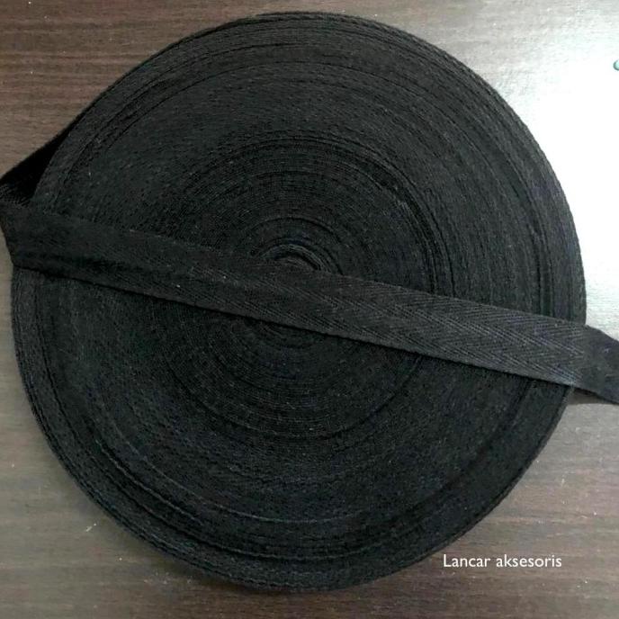 

din Pita katun twill tape HITAM / label katun 2,5 cm isi 50 yard