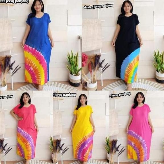 Daster Bali Panjang Kaos Jersey Motif Tiedye. Baju Tidur Wanita Adem Lapaksheila