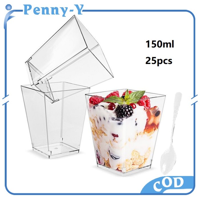 25PCS PUDING CUP 150ML JELLY CUP LC24 DESSERT CUP WADAH KUE KOTAK