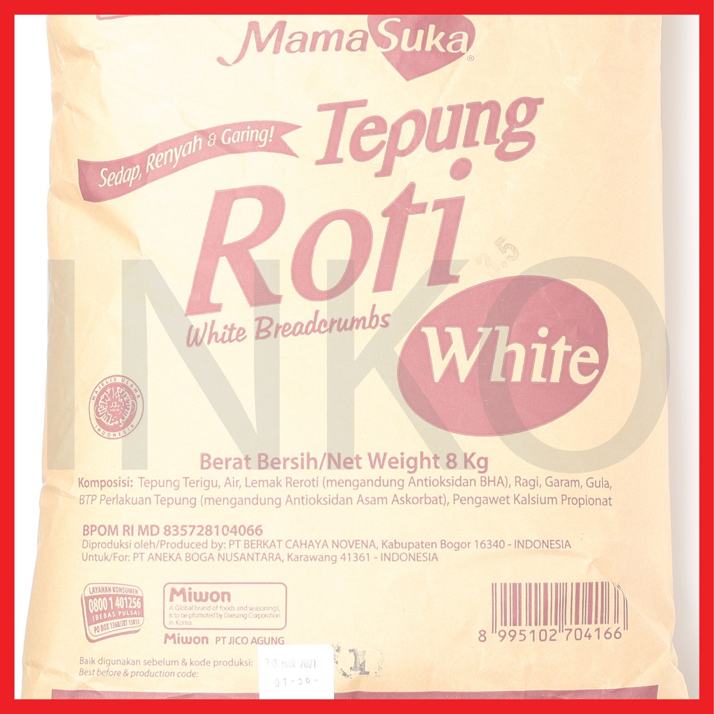 

Mamasuka Tepung Roti White Breadcrumbs Sedap Renyah Garing 8Kg