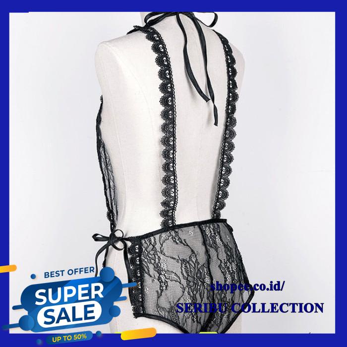 SEXY LINGERIE WANITA LACE TALI TRANSPARAN BONEKA JUMPSUIT ONESIES  TERBAIK 