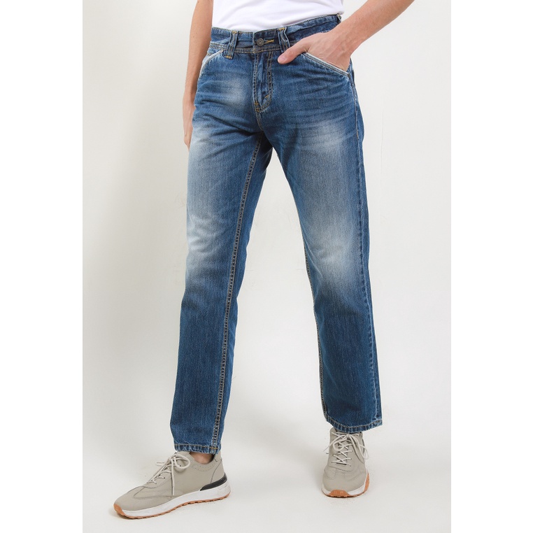 Celana Jeans Lois Original Pria Panjang Warna biru Asli 100% Kasual Straight Fit Denim Pants CFS077D Men Classic