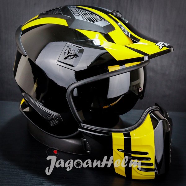 Jpx Helm Mx726R Mx04 Super Black Yellow Mx726 R Crossover Mx 04