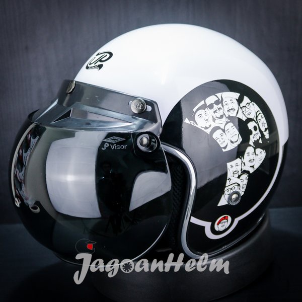 Jpx Helm Jp Retro New Bigie Prediksi -White-Jpretro - Visor Cembung