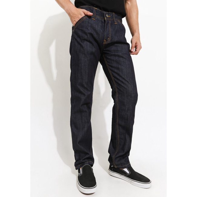Celana Jeans Lois Original Pria Denim Kancing kait dan resleting depan 100% Asli Elegan Straight Fit Pants CFS045A Laki Effortless