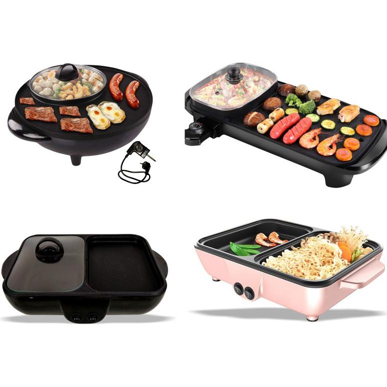 Wajan Penggoreng Kukus Hotpot Bbq 2In1 Elektrik Shabu Steampot Suki Grill Listrik Panci listrik Panc