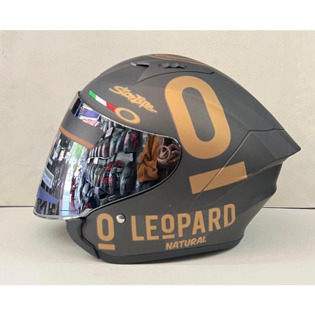 Helm Kbr Thanos O- Leopard / Red Bull Series Visor Iridium Silver Ori Cod