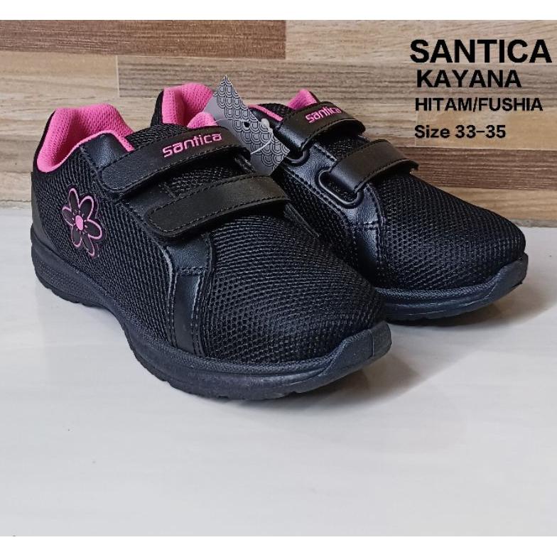 TERLARIS SEPATU SEKOLAH SANTICA VELCRO HITAM SIZE 31-40 SEPATU ANAK PEREMPUAN SEPATU SLOP SEPATU KRE