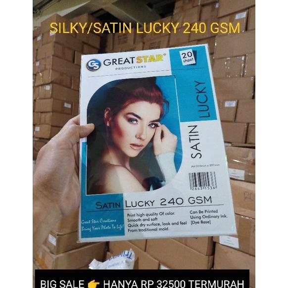 

Terbaik! SILKY SATIN A4/20 KUALITAS 240 GSM LUCKY STAMP !!