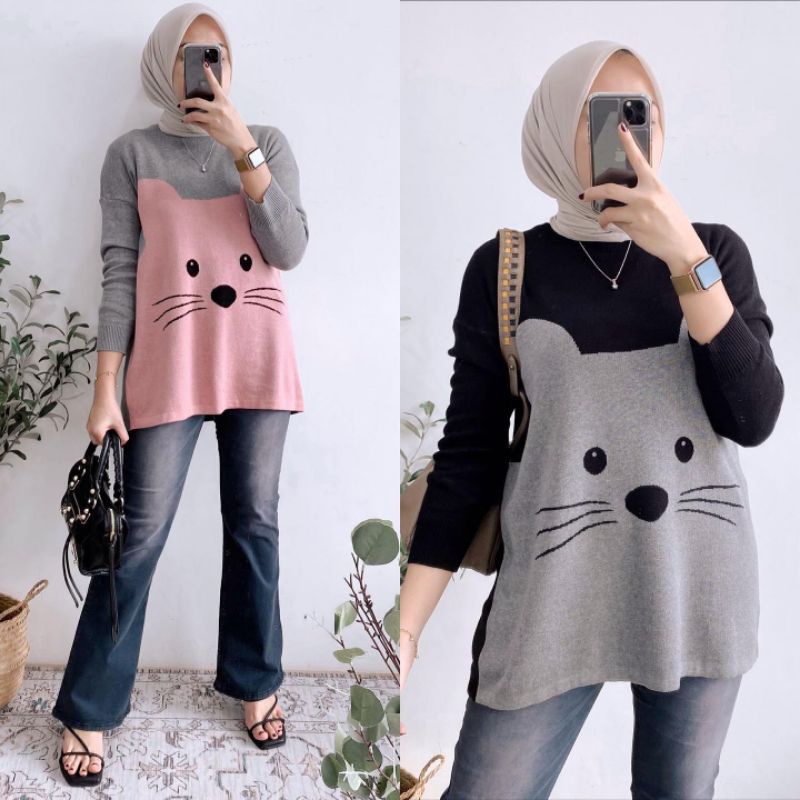 Arla Rajut Blouse wanita blouse rajut jumbo blouse rajut import blouse muslim